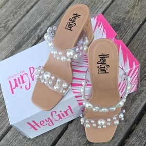 Corkys Pearl Embellished Tan Heals